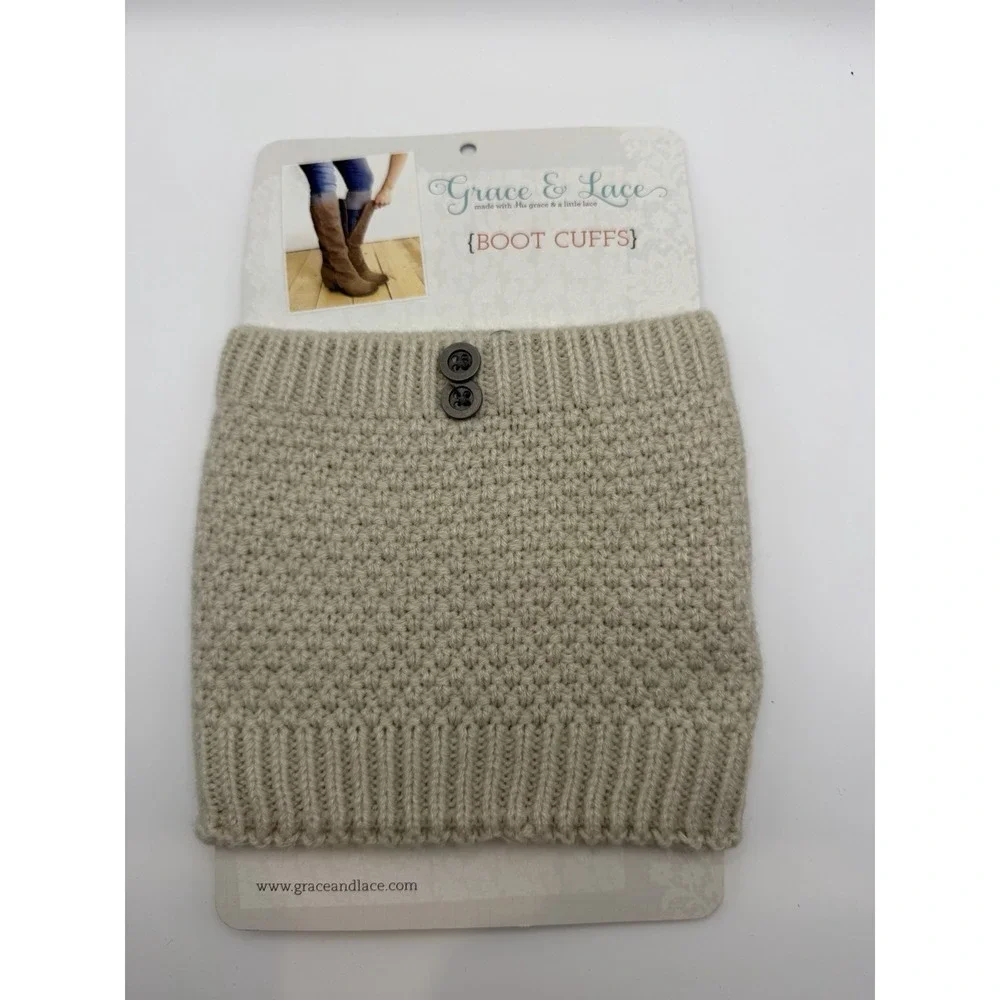 Grace & Lace‎ Pebble Knit Original Boot Cuff-Oat-One Size-New